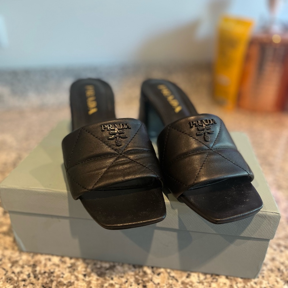 Prada quilted heel sandal